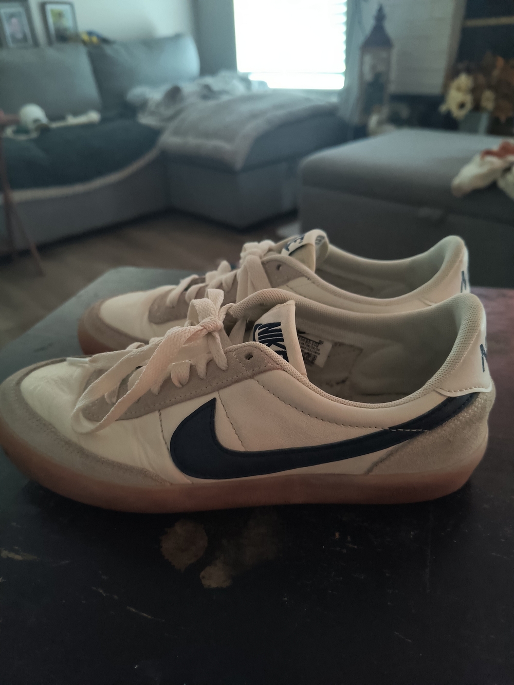 Nike Womens Low-Top Casual Sneakers in White and Navy